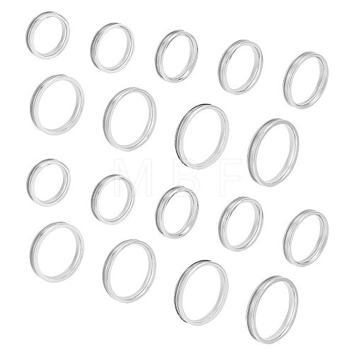 Unicraftale 201 Stainless Steel Grooved Finger Rings Set for Men Women RJEW-UN0002-64C-1