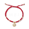 Golden Tone Sun Brass Micro Pave Clear Cubic Zirconia Charm Bracelets BJEW-JB10599-1
