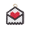 Beaded Heart Envelope Charms PALLOY-MZ01092-02-1