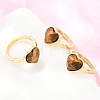 Natural Gemstone Finger Rings with Brass Findings G-H353-03G-5