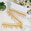 Polyester & Glass Rhinestone & Imitation Pearl Beaded Tassel Ribbon DIY-CY0003-68A-4