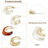 4Pairs 4 Colors Plastic & Resin C-shape Stud Earrings with 925 Sterling Silver Pins EJEW-AN0003-11-3