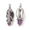 Natural Amethyst Pointed Pendants G-C051-01I-3
