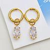 304 Stainless Steel Clear Cubic Zirconia Hoop Earrings WG95E49-01-1