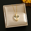 Valentine's Day Love You Heart Wings 304 Stainless Steel Crystal and Jet Rhinestone Pendant Necklaces for Women FS-WGAF6D2-01-1