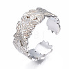 Non-Tarnish 304 Stainless Steel Leaf Wrap Open Cuff Ring RJEW-T023-27P-3