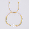 Brass Round Bead Braided Bead Bracelets LS-VB3830-11-1