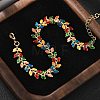 Butterfly Brass Enamel Links Bracelets for Women BJEW-B125-01G-1