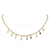 3MM Faceted Round Natural Multicolor Tourmaline Pendant Bib Necklaces with 304 Stainless Steel Cable Chains NJEW-JN05943-2