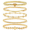 Brass and Stainless Beaded Stretch Bracelet Sets VB9693-7-1