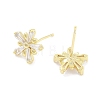 Brass Micro Pave Clear Cubic Zirconia Stud Earrings for Women EJEW-S217-E04-2