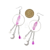 2 Pairs Moon with Star Natural Quartz Crystal Dangle Earrings EJEW-JE06763-5