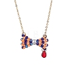 Glass Seed Beaded Bowknot Pendant Necklace NJEW-MZ00091-02-2