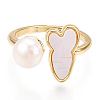Natural Pearl Open Cuff  Ring with Msilver-Lipped Pearl Oyster PEAR-N022-C09-2