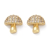 Mushroom Brass Micro Pave Clear Cubic Zirconia Stud Earrings EJEW-F895-17G-4