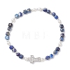 Natural Lapis Lazuli Beaded Stretch Bracelets BJEW-JB13199-02-2