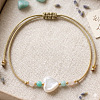 Summer Heart-shaped Faux Pearl Adjustable Braided Bead Bracelets for Daily Wear KQ0143-3