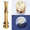 Golden Tone Brass Wax Seal Stamp Head with Bamboo Stick Shaped Handle STAM-K001-05G-F-1