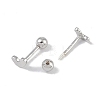 Anti-Tarnish Heart Rhodium Plated 999 Sterling Silver Earlobe Plugs for Women EJEW-S215-29P-02-3