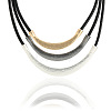Alloy Curved Tube Black Cowhide Cord 3 Layer Necklaces for Women FS-WG33DA7-03-2