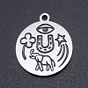 Non-Tarnish 201 Stainless Steel Etched Pendants STAS-N090-JN812-1