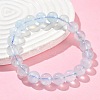 Natural Aquamarine Round Bead Stretch Bracelets for Men Women BJEW-U034-01A-01-3