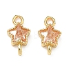 Brass Pave Cubic Zirconia Star Connector Charms KK-P348-08G-04-1