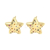 Rack Plating Brass Micro Pave Clear Cubic Zirconia Stud Earring EJEW-C102-07G-02-1