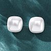 Square Brass & Plastic Stud Earrings for Women EJEW-G425-01G-02-3