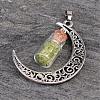 Column Glass Bottle with Peridot inside Pendants PALLOY-JF00170-03-2
