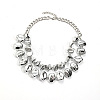 CCB Nuggets Beaded Double Layer Necklaces with Alloy Chains for Women WG24CCD-02-2