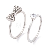 Bowknot 304 Stainless Steel Finger Ring Set for Women RJEW-C086-09-P-1