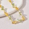 Brass Glass Flower Link Chain Bracelets KK-CBA7DFA-01G-10-2