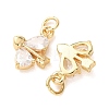 Brass Micro Pave Clear Cubic Zirconia Charms CU-E003-14G-B-2