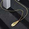 304 Stainless Steel Teardrop Pendant Cable Chain Necklaces for Women NJEW-A038-01G-2