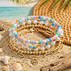5Pcs 304 Stainless Steel & Handmade Heishi Polymer Clay/Glass Seed Bead/Plastic Bead Stretch Bracelet Sets AF7427-1-2