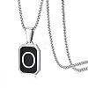304 Stainless Steel Black Enamel Rectangle with Initial Pendant Box Chain Necklaces WG7737E-22-1