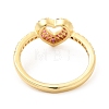 Rack Plating Brass Micro Pave Camellia & Crystal Cubic Zirconia Heart Rings RJEW-E064-15G-3