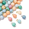 Opaque Crackle Glass Pendants PALLOY-JF02851-1