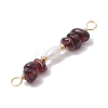 Natural Garnet Chip & Natural Cultured Freshwater Pearl Rice Beaded Connector Charms PALLOY-JF03707-04-4