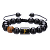 Natural Black Agate & Tiger Eye Round Beaded Adjustable Bracelets HL8029-6-1