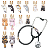 12Pcs 12 Styles Cat Alloy Enamel Stethoscope Pendant Decorations HJEW-OC00132-1