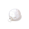 Natural Keshi Pearl Flat Round Charms PALLOY-JF05077-02-5
