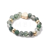 Round Natural Apatite & Green Aventurine & Amethyst & Moss Agate Beads Stretch Rings for Women RJEW-JR00714-01-5