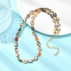 Natural Paua Shell Oval Beaded Necklaces with Brass End Chains for Men Women NJEW-JN06043-1