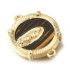 Flat Round Brass & Acrylic Connector Charms KK-G602-12A-04-2