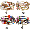 4Pcs 2 Colors Boho Multi-strand Irregular Synthetic Turquoise Beads Wrap Bracelet BJEW-PA0001-07-1