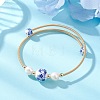 Handmade Porcelain & Natural Cultured Freshwater Pearl & Non-magnetic Synthetic Hematite Beaded Cuff Bangles for Women BJEW-JB14019-1
