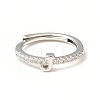 Clear Cubic Zirconia Initial Letter Adjustable Ring RJEW-C052-01P-J-2