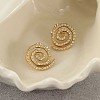 Vortex Spiral 304 Stainless Steel Stud Earrings for Women EJEW-F406-02A-G01-1